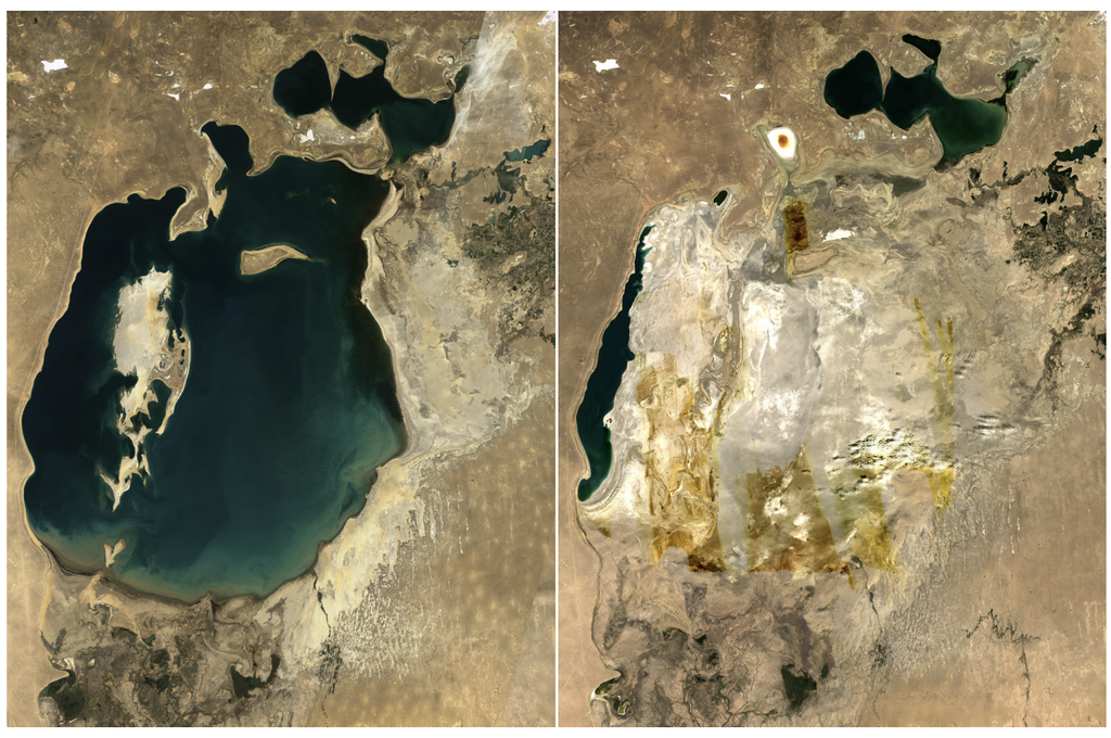 Mapa satelital de disminución de agua en lago